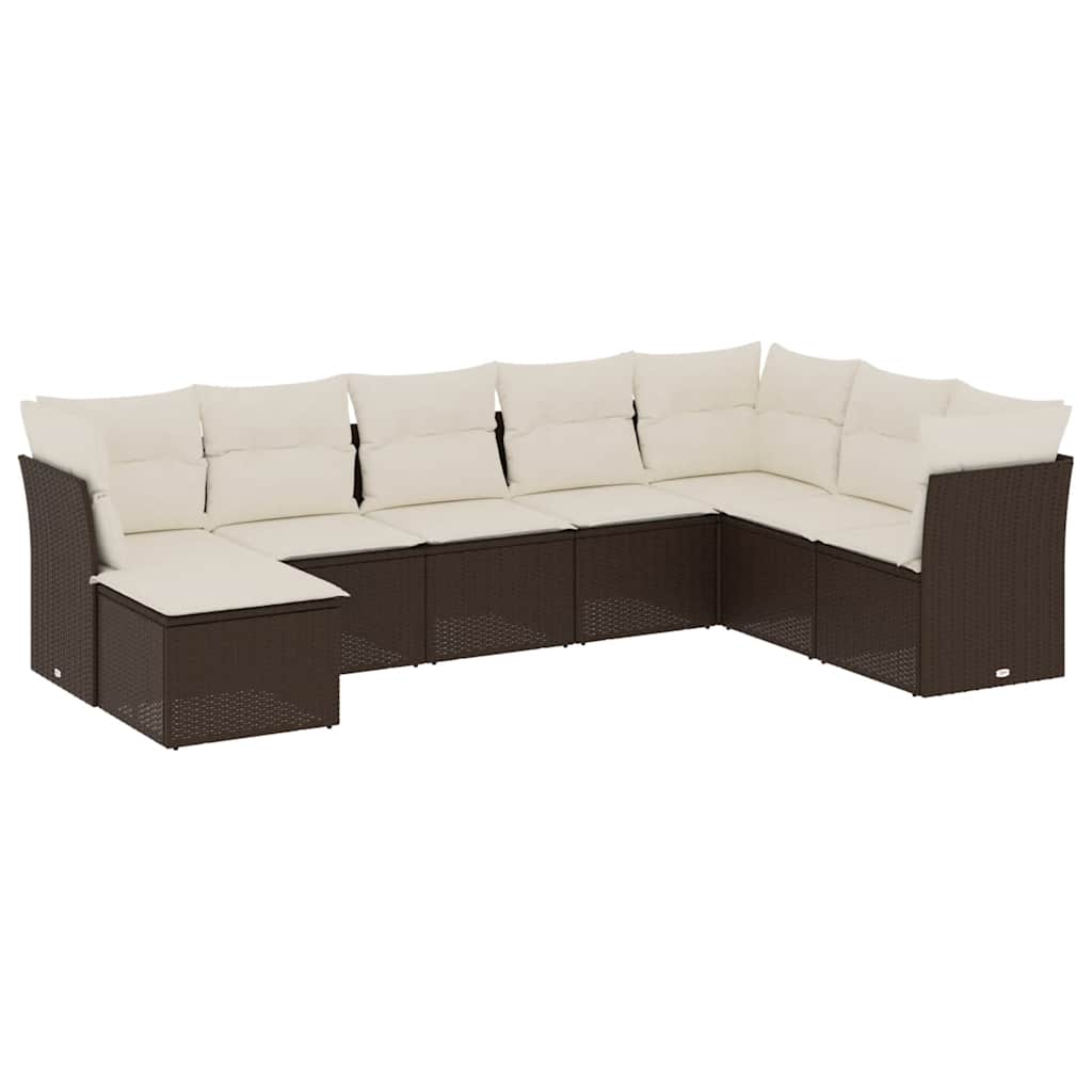 sofasæt til haven 8 dele med hynder polyrattan brun