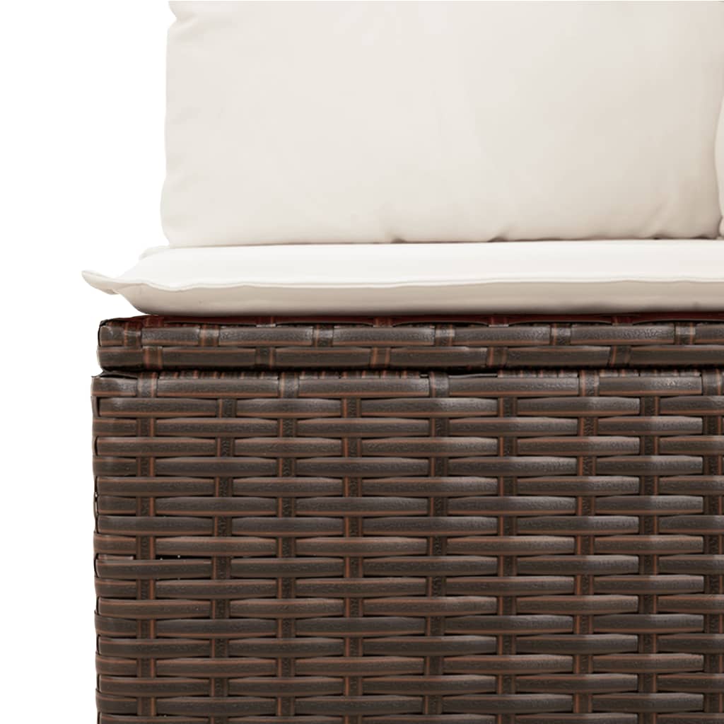 sofasæt til haven 9 dele med hynder polyrattan brun