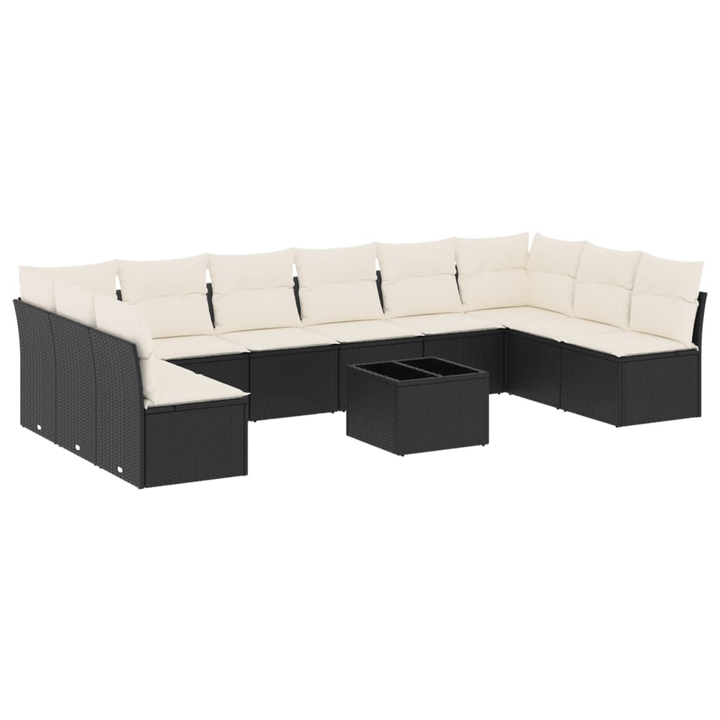 sofasæt til haven 11 dele med hynder polyrattan sort