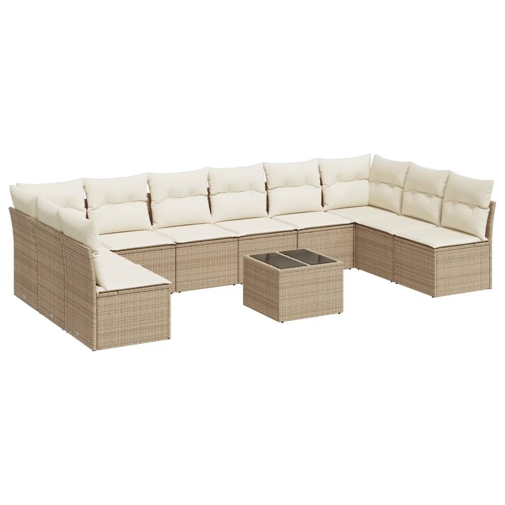 sofasæt til haven 11 dele med hynder polyrattan beige