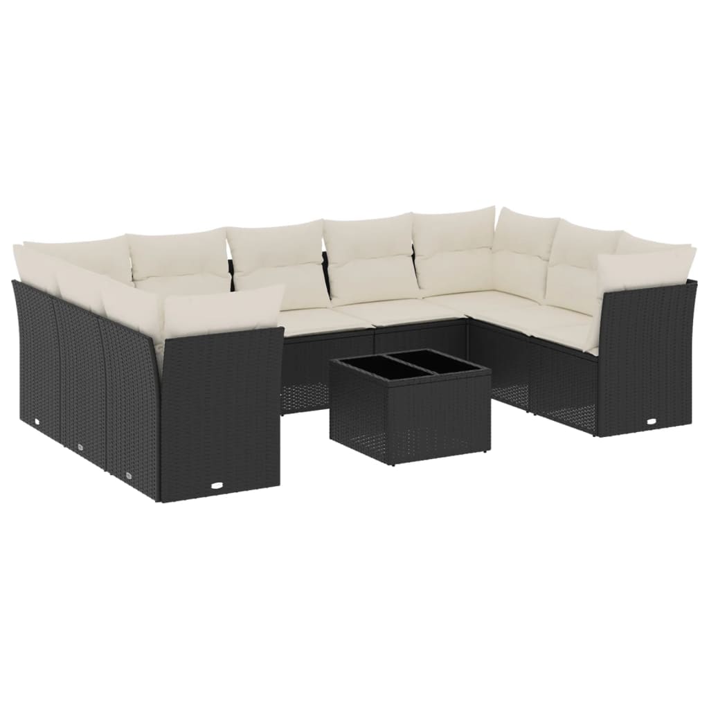 sofasæt til haven 10 dele med hynder polyrattan sort