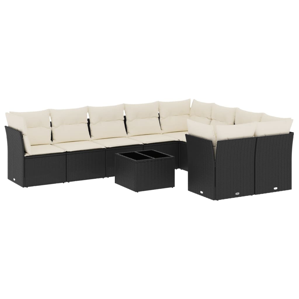 sofasæt til haven 10 dele med hynder polyrattan sort