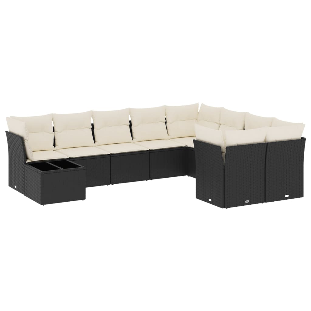 sofasæt til haven 10 dele med hynder polyrattan sort