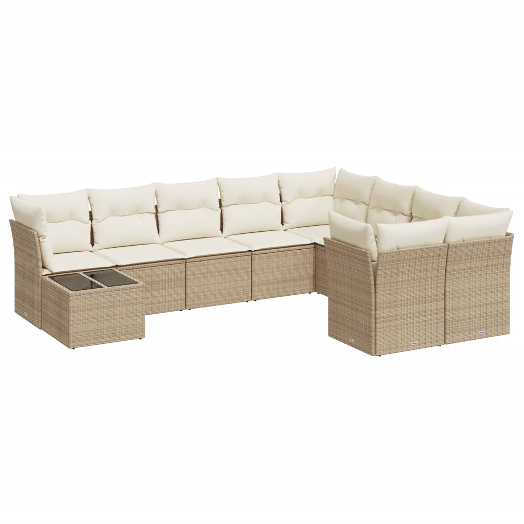 sofasæt til haven 10 dele med hynder polyrattan beige