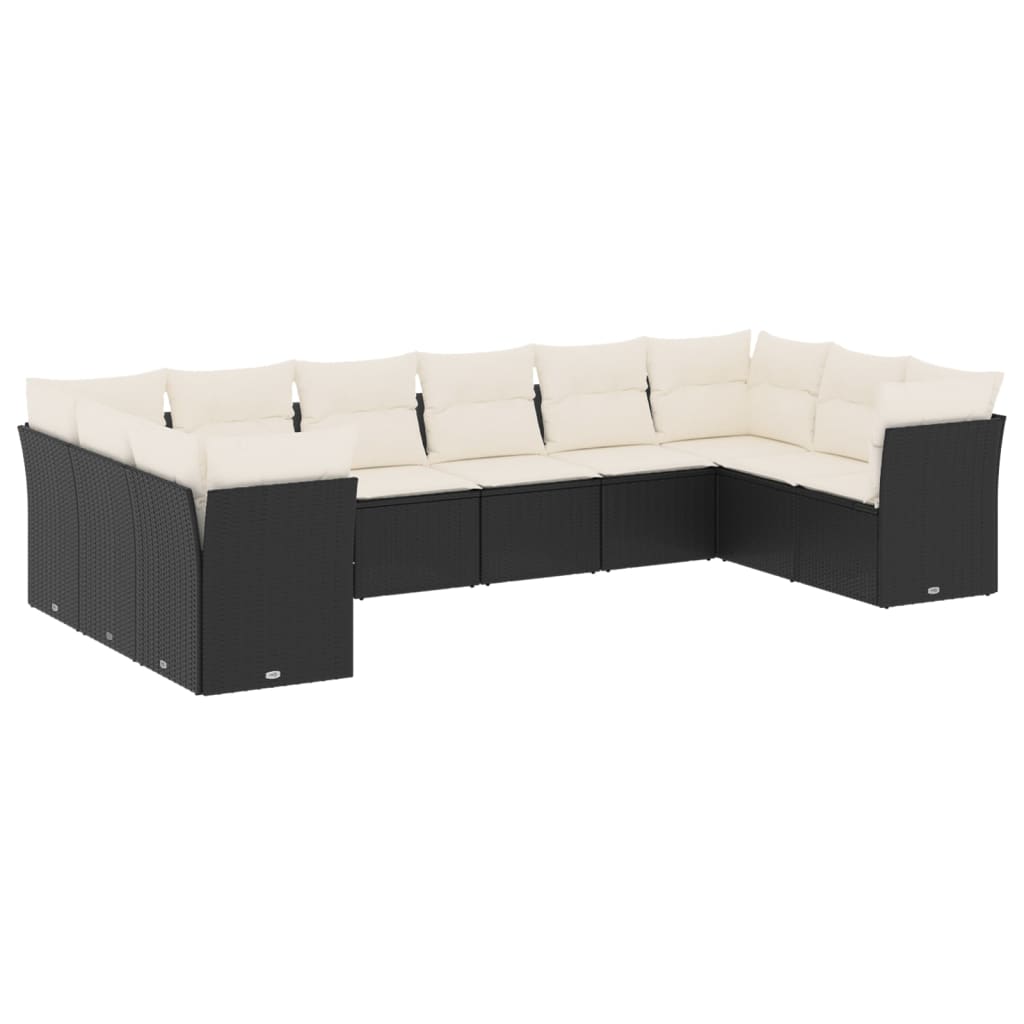 sofasæt til haven 10 dele med hynder polyrattan sort