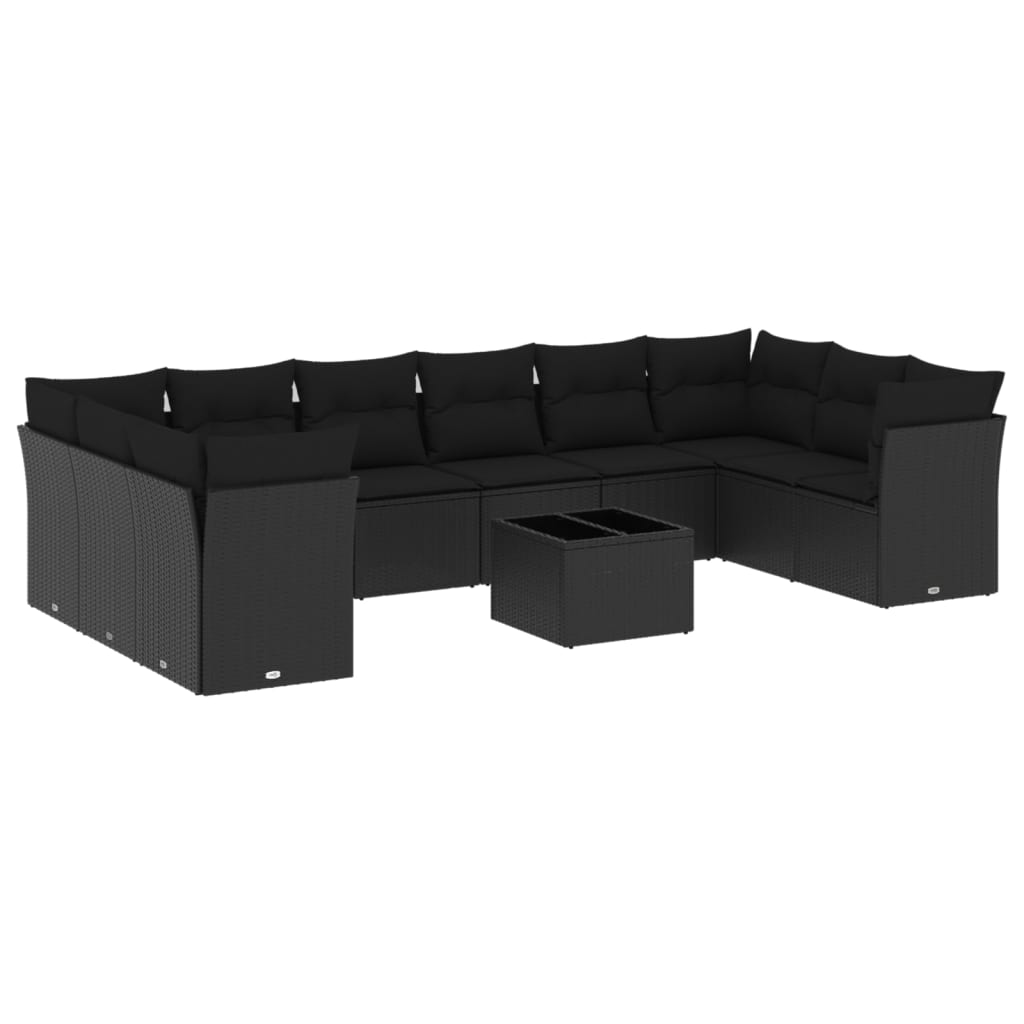 sofasæt til haven 11 dele med hynder polyrattan sort