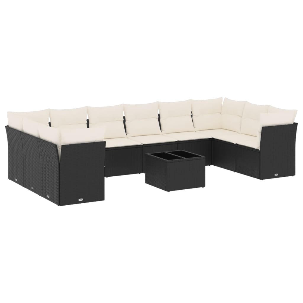 sofasæt til haven 11 dele med hynder polyrattan sort