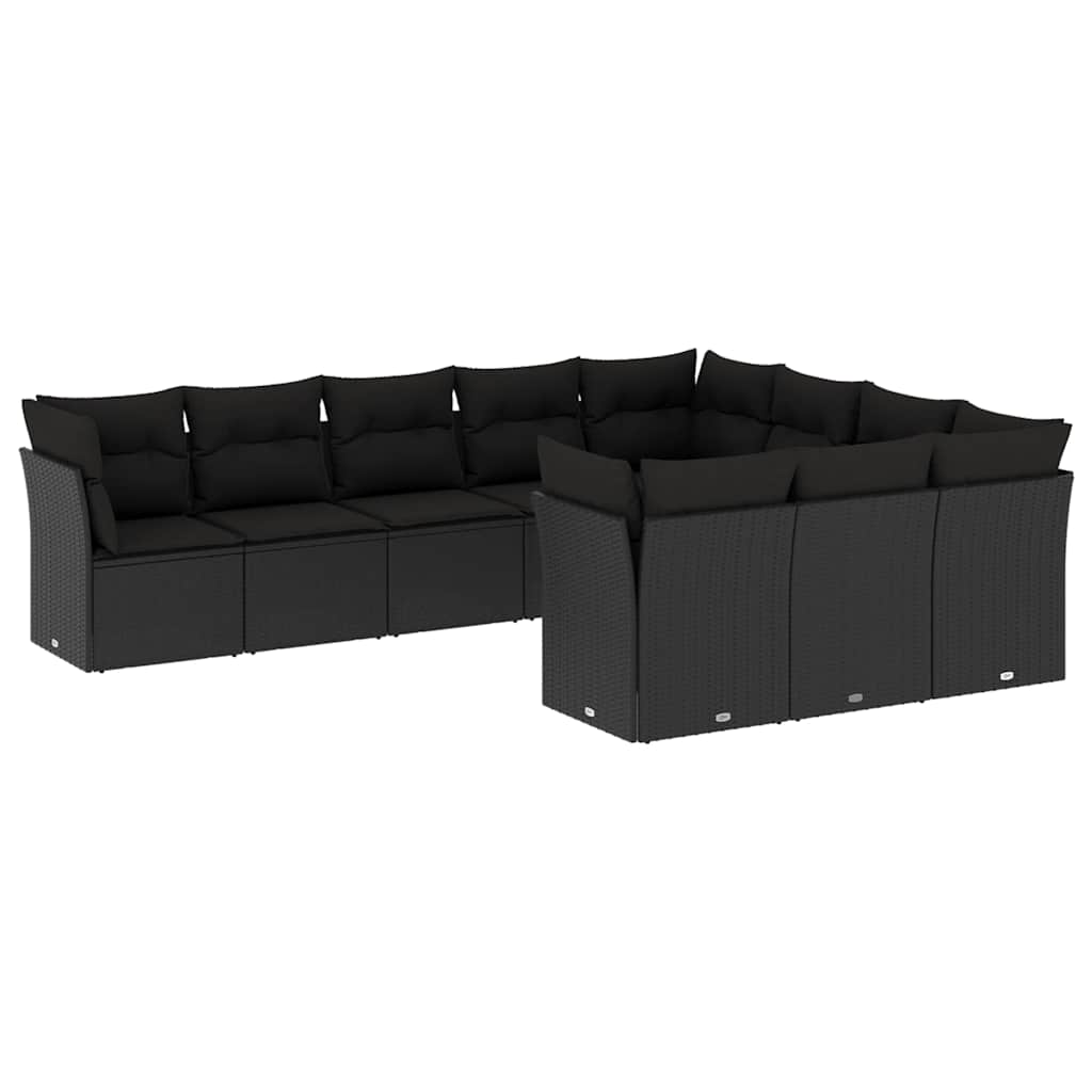 sofasæt til haven 10 dele med hynder polyrattan sort