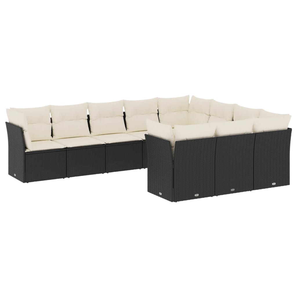 sofasæt til haven 10 dele med hynder polyrattan sort