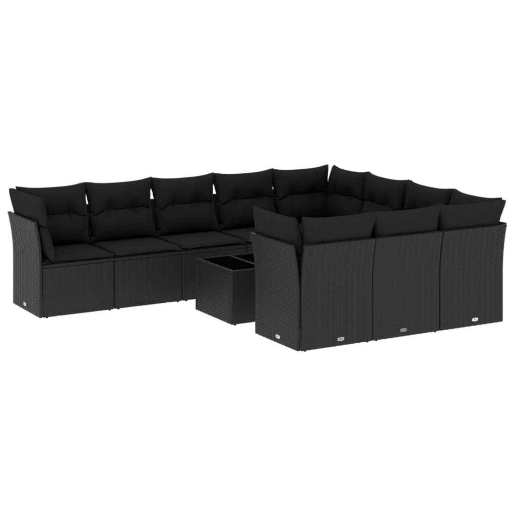 sofasæt til haven 11 dele med hynder polyrattan sort