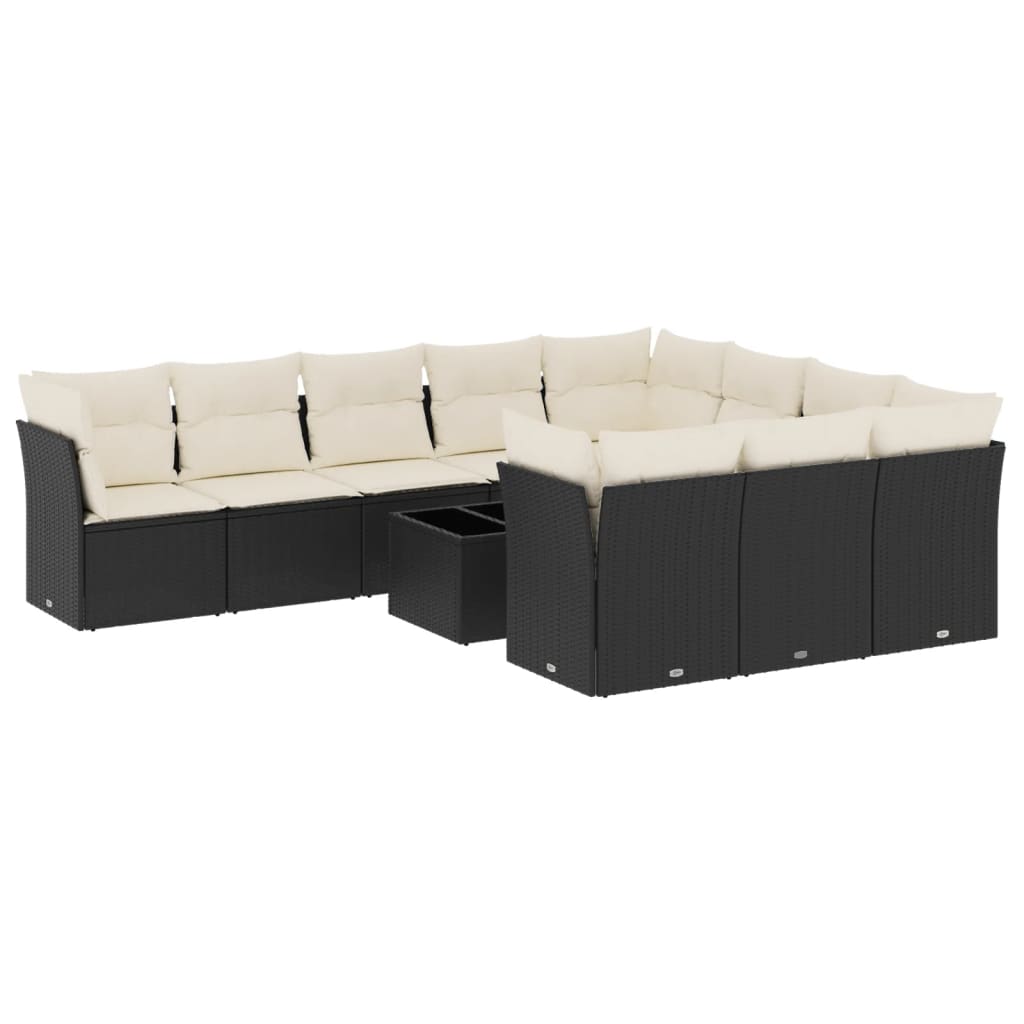 sofasæt til haven 11 dele med hynder polyrattan sort