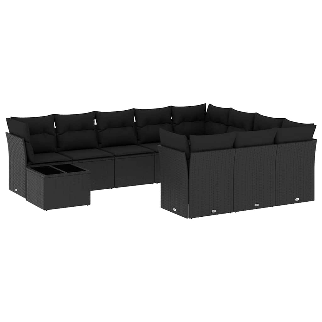 sofasæt til haven 11 dele med hynder polyrattan sort