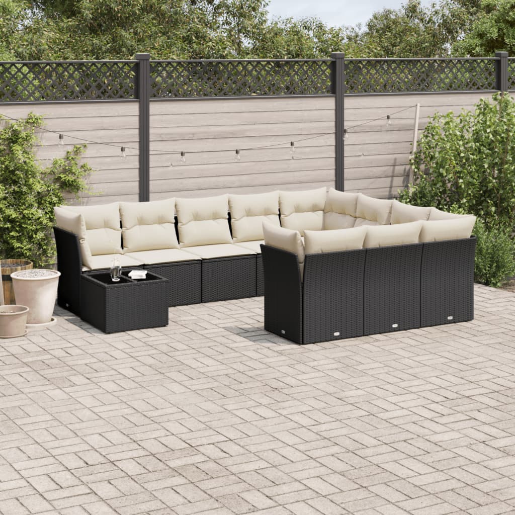 sofasæt til haven 11 dele med hynder polyrattan sort