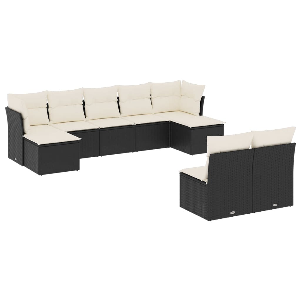 sofasæt til haven 9 dele med hynder polyrattan sort