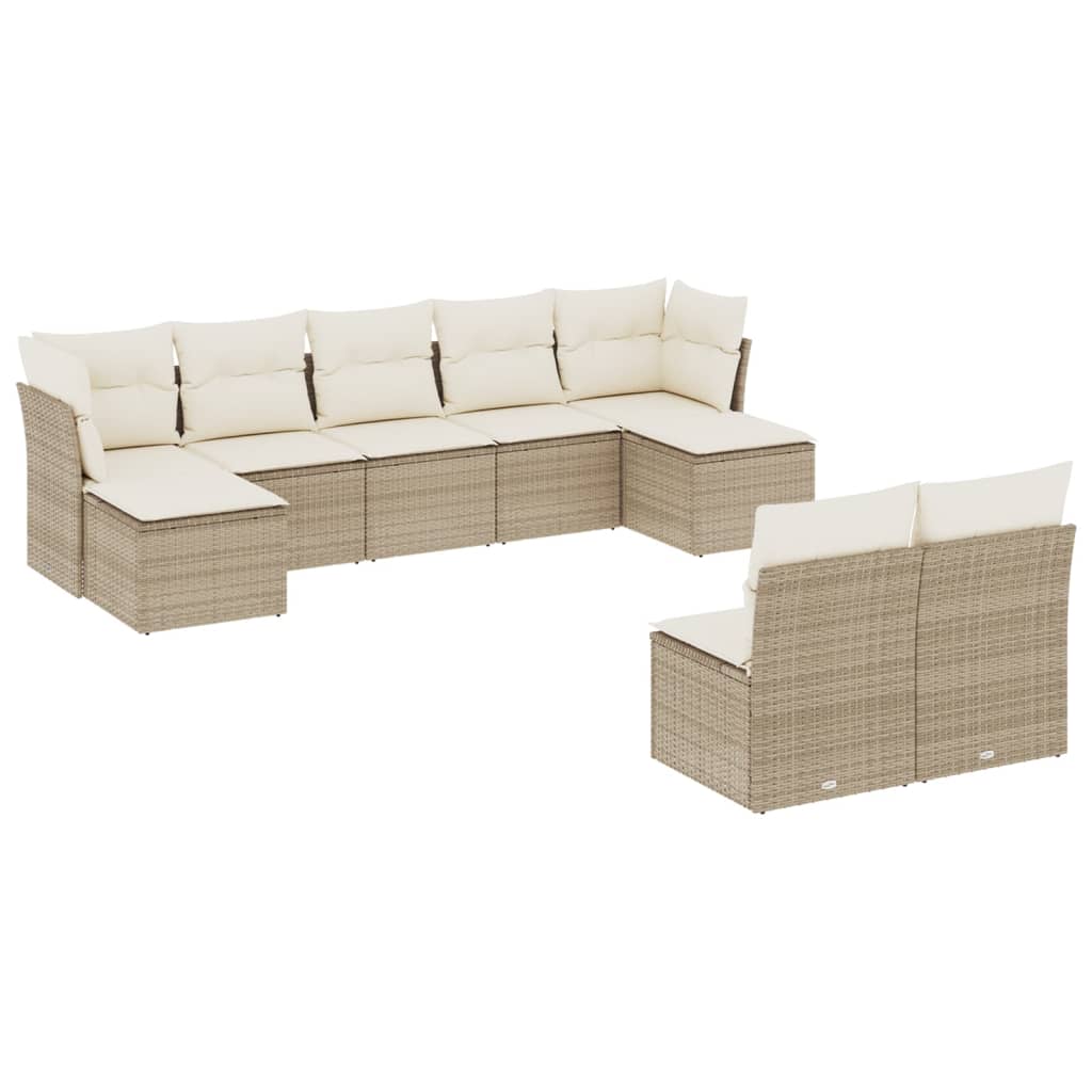 sofasæt til haven 9 dele med hynder polyrattan beige