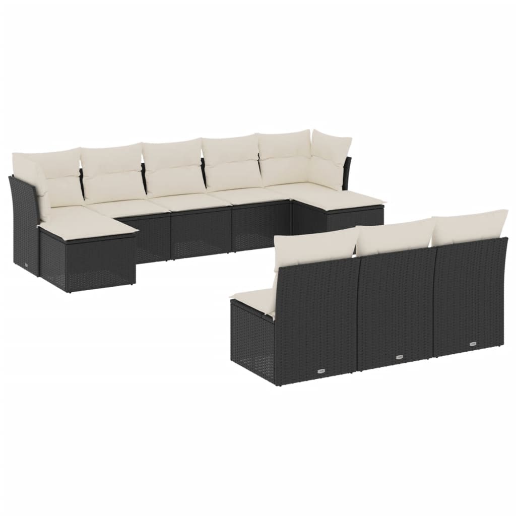 sofasæt til haven 10 dele med hynder polyrattan sort