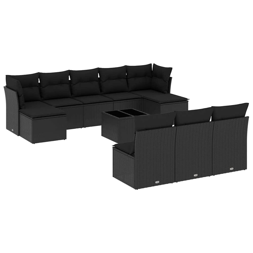 sofasæt til haven 11 dele med hynder polyrattan sort