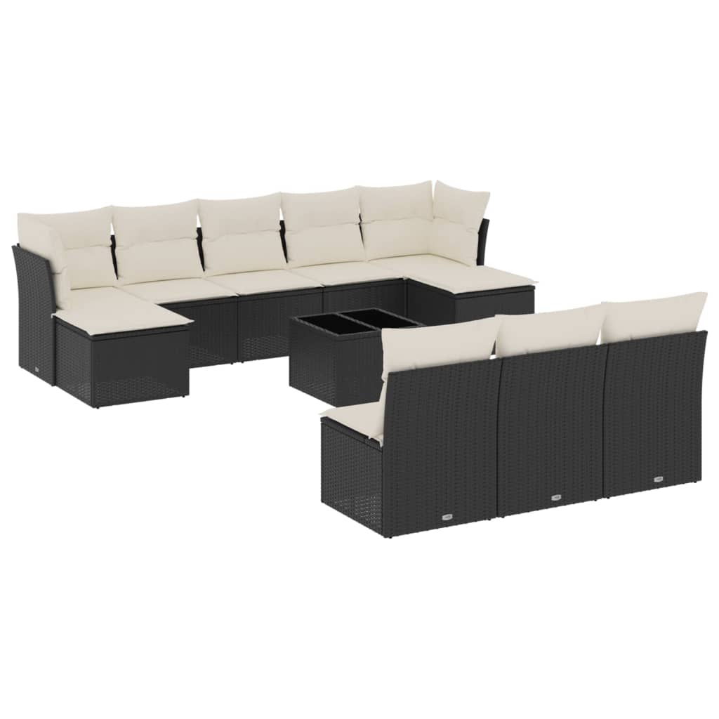 sofasæt til haven 11 dele med hynder polyrattan sort