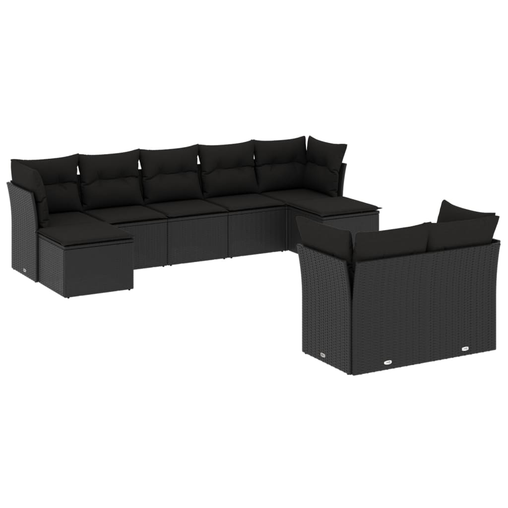 sofasæt til haven 9 dele med hynder polyrattan sort