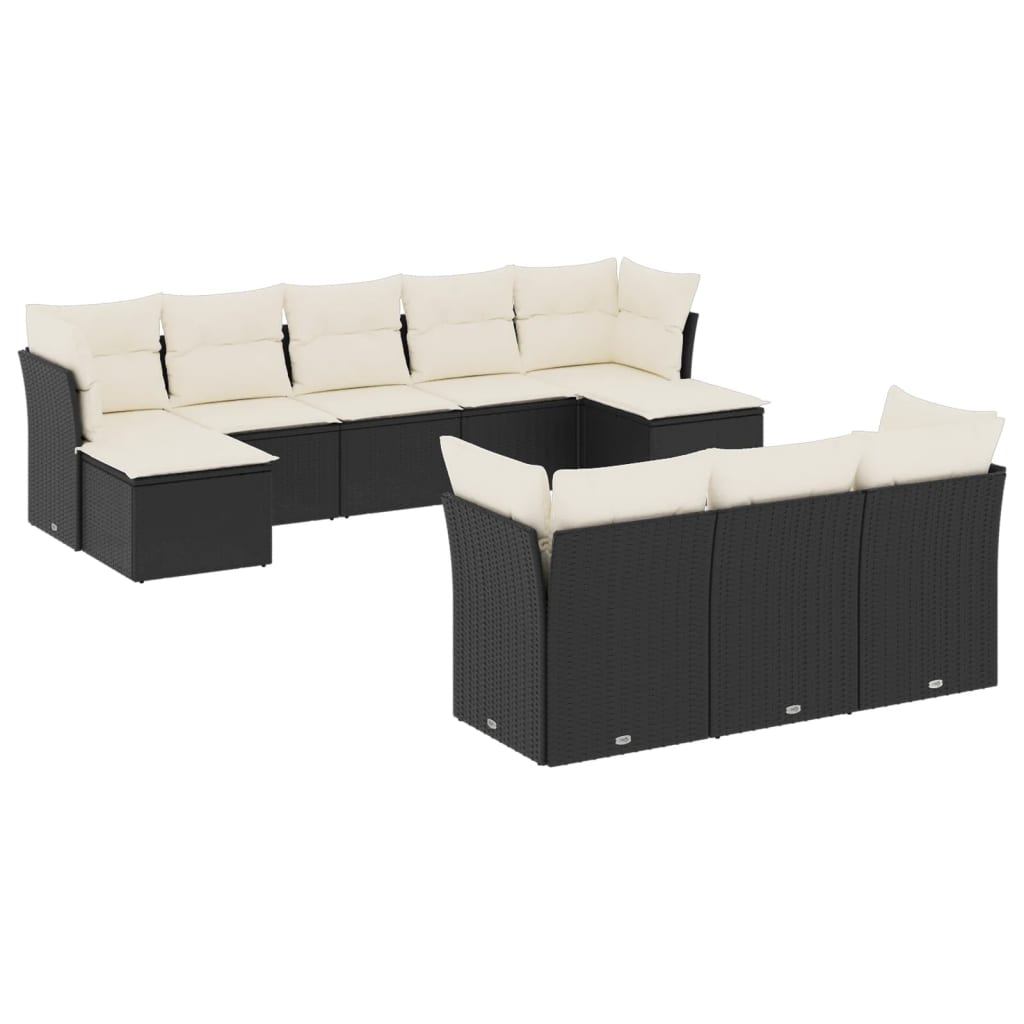 sofasæt til haven 10 dele med hynder polyrattan sort