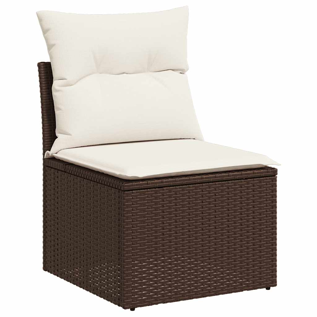 sofasæt til haven 10 dele med hynder polyrattan brun