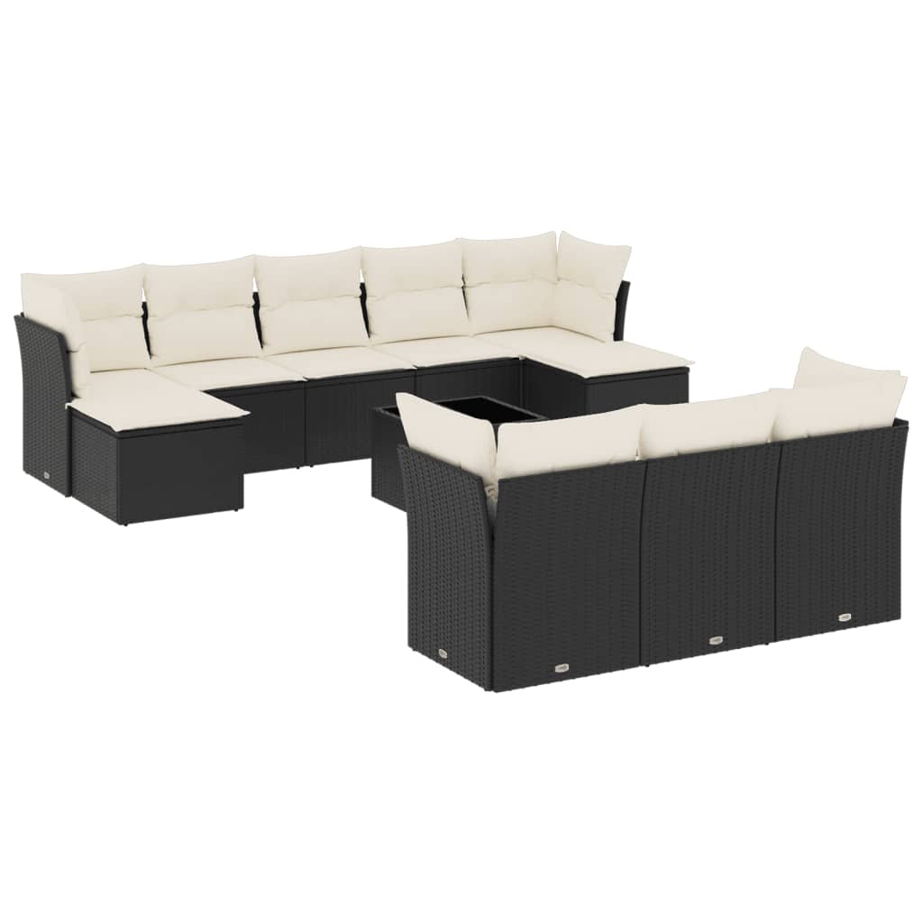 sofasæt til haven 11 dele med hynder polyrattan sort