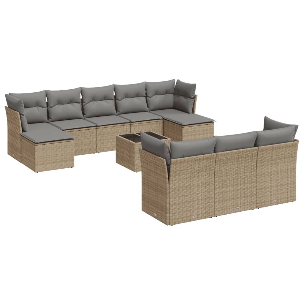 sofasæt til haven 11 dele med hynder polyrattan beige