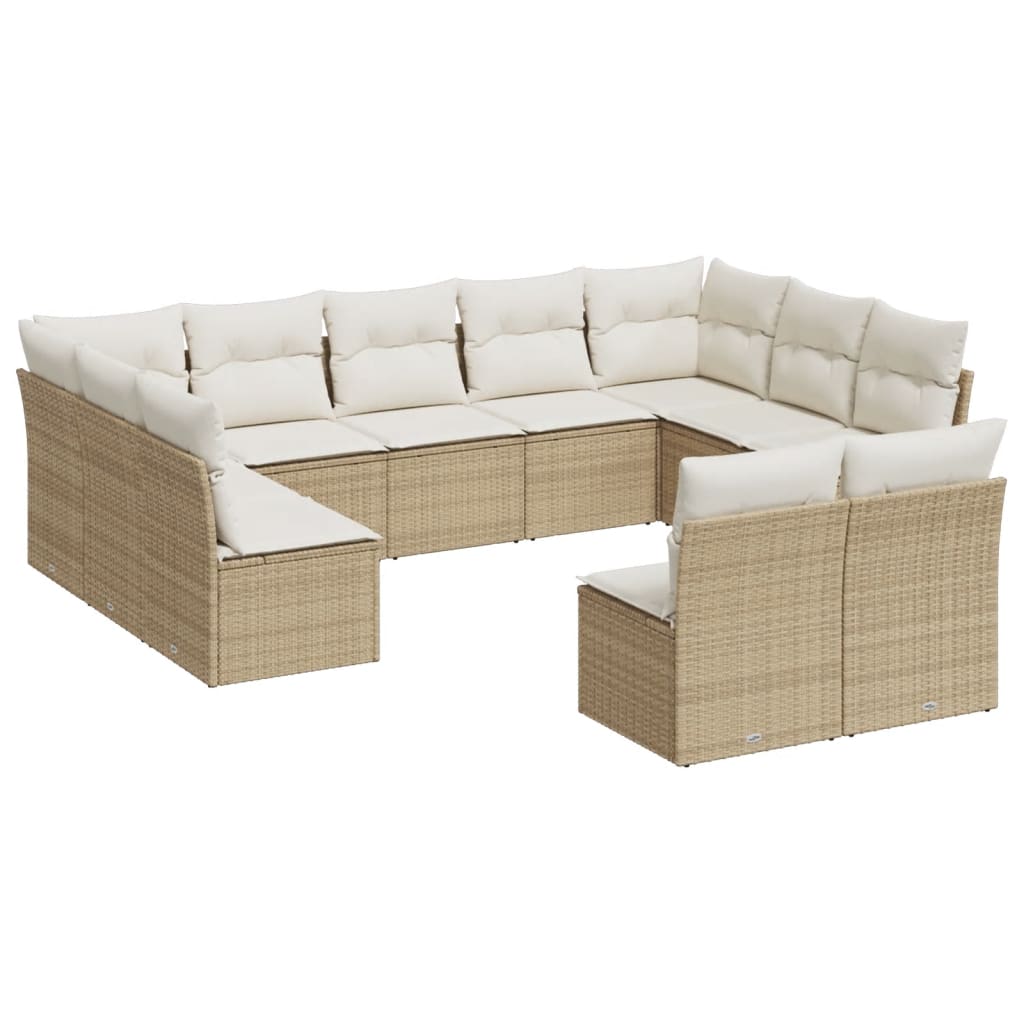 sofasæt til haven 11 dele med hynder polyrattan beige