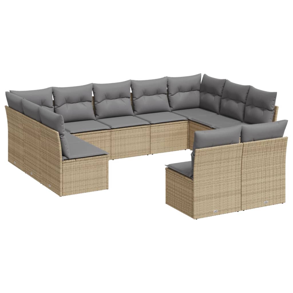 sofasæt til haven 11 dele med hynder polyrattan beige