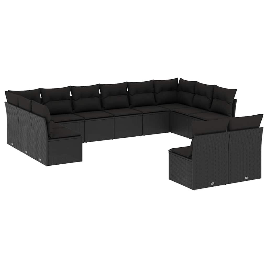 sofasæt til haven 12 dele med hynder polyrattan sort