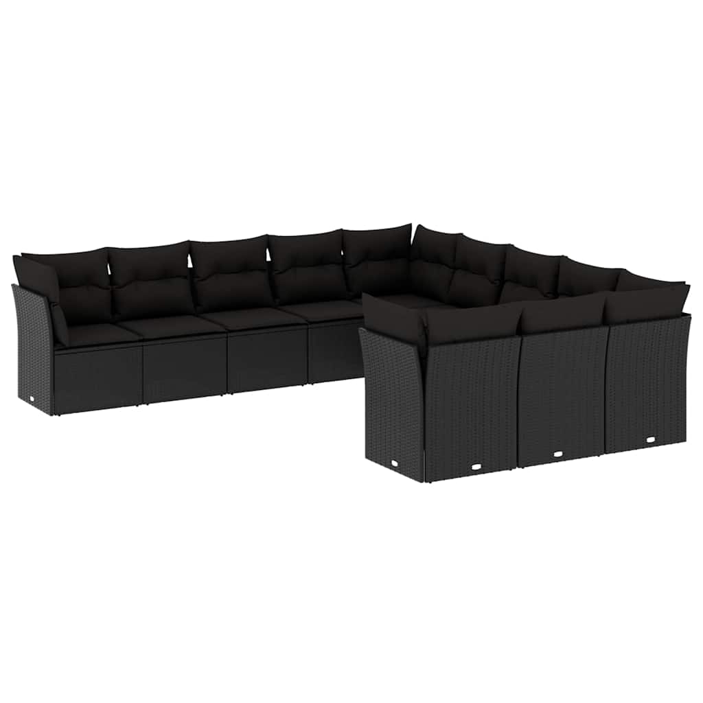 sofasæt til haven 11 dele med hynder polyrattan sort