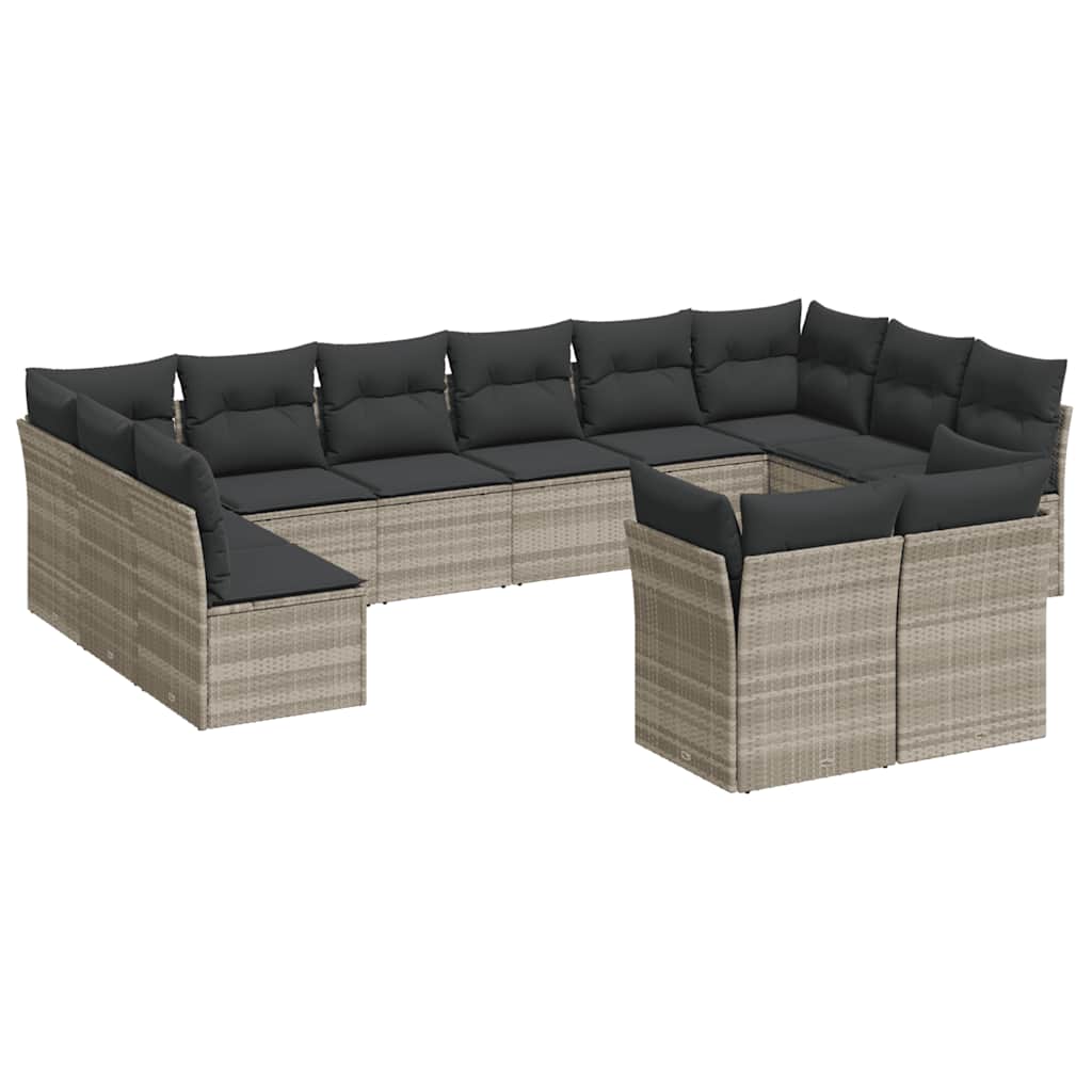 sofasæt til haven 12 dele med hynder polyrattan lysegrå