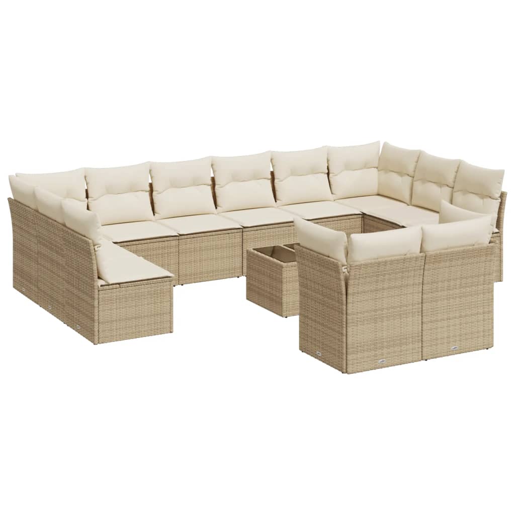 sofasæt til haven 13 dele med hynder polyrattan beige