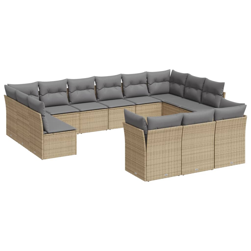 sofasæt til haven 13 dele med hynder polyrattan beige