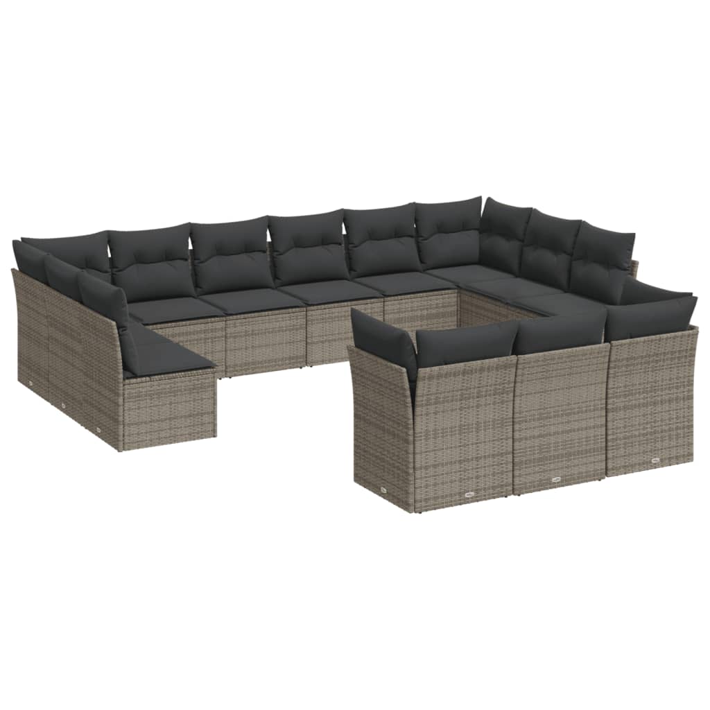sofasæt til haven 13 dele med hynder polyrattan grå