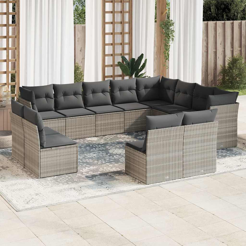 sofasæt til haven 12 dele med hynder polyrattan lysegrå