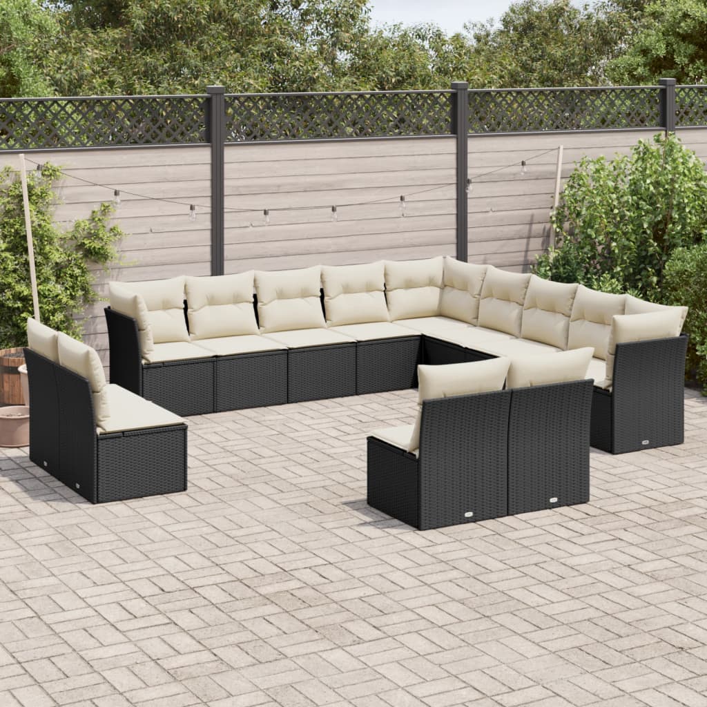sofasæt til haven 13 dele med hynder polyrattan sort