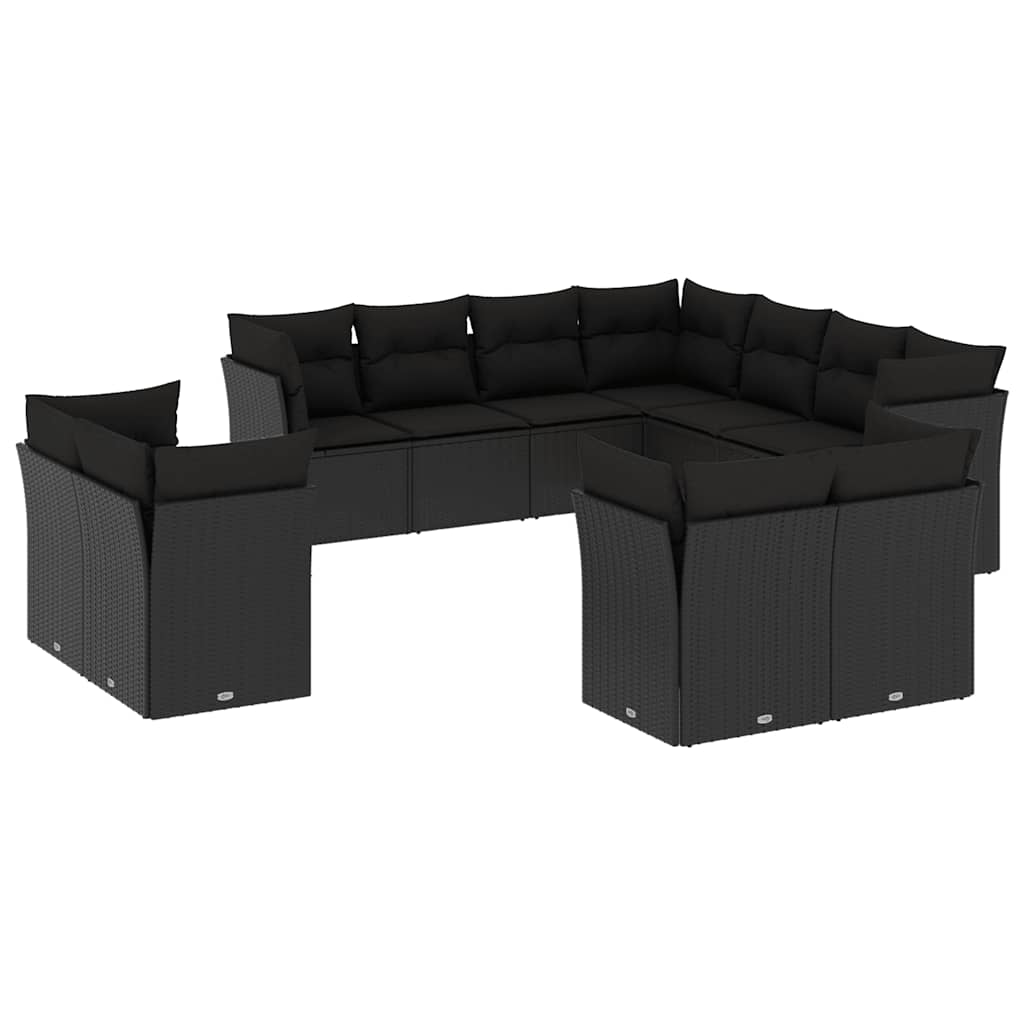 sofasæt til haven 11 dele med hynder polyrattan sort