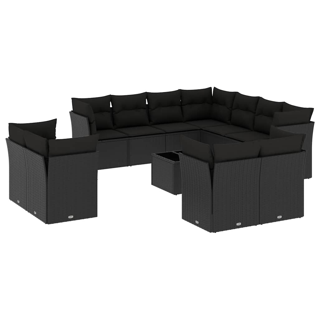 sofasæt til haven 12 dele med hynder polyrattan sort