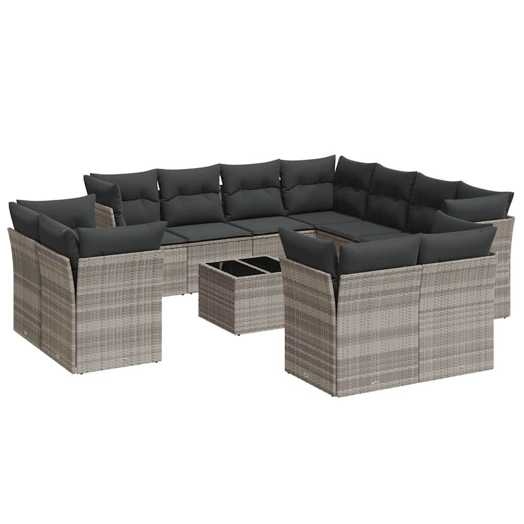 sofasæt til haven 12 dele med hynder polyrattan lysegrå