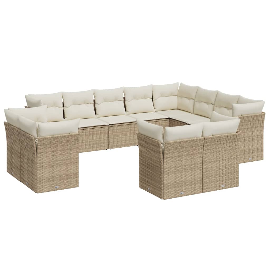 sofasæt til haven 12 dele med hynder polyrattan beige