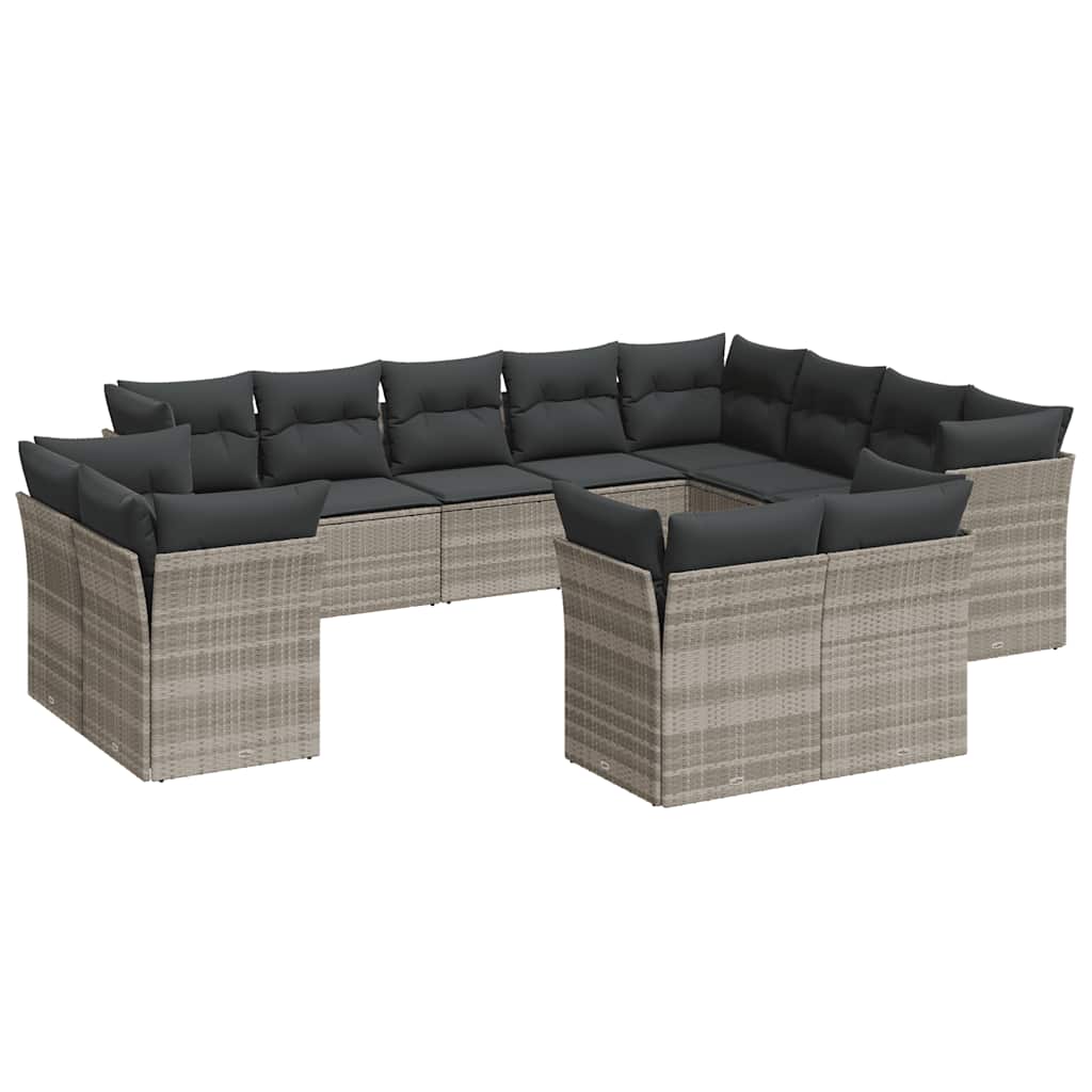 sofasæt til haven 12 dele med hynder polyrattan lysegrå