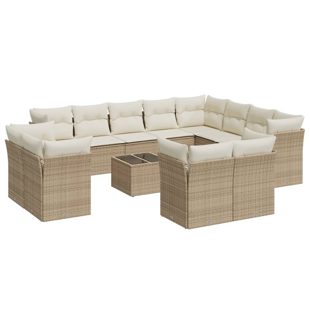 sofasæt til haven 13 dele med hynder polyrattan beige