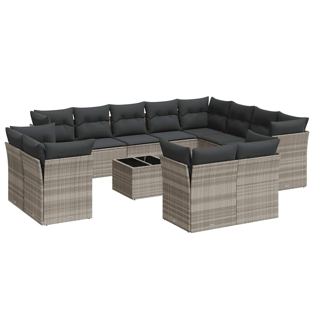 sofasæt til haven 13 dele med hynder polyrattan lysegrå