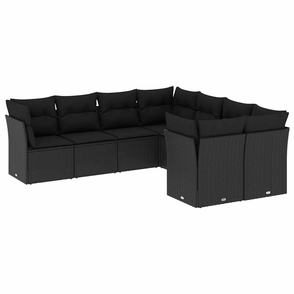 sofasæt til haven 8 dele med hynder polyrattan sort