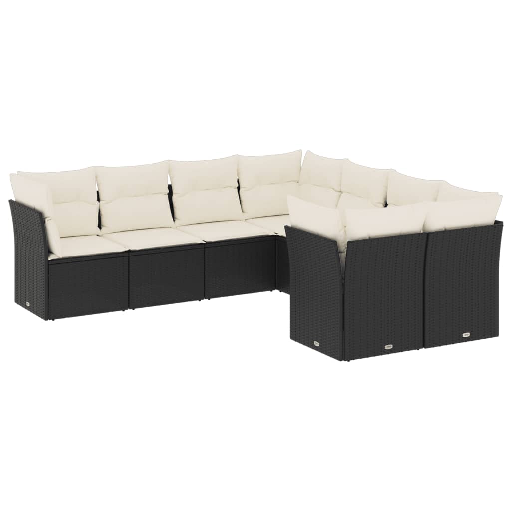 sofasæt til haven 8 dele med hynder polyrattan sort