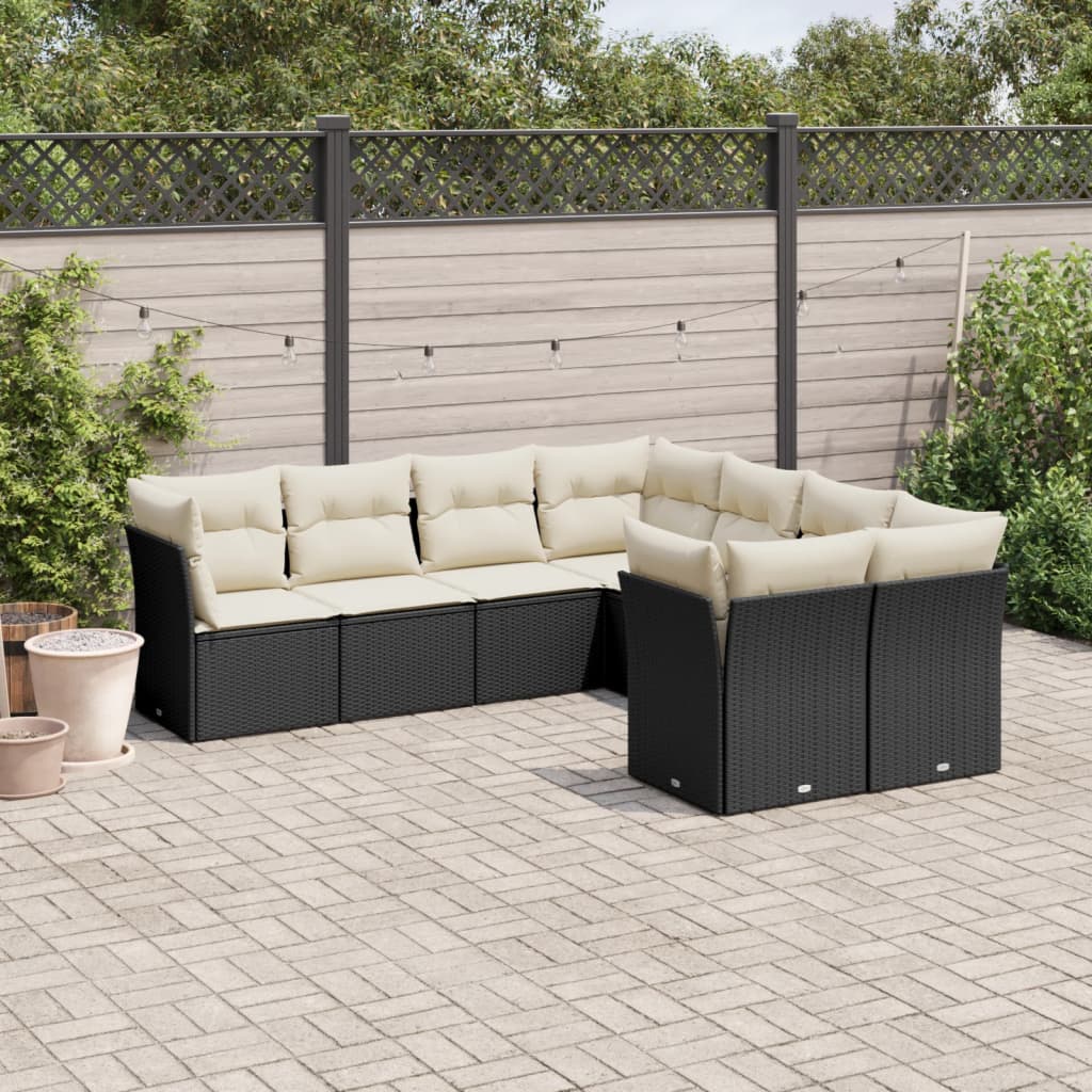 sofasæt til haven 8 dele med hynder polyrattan sort