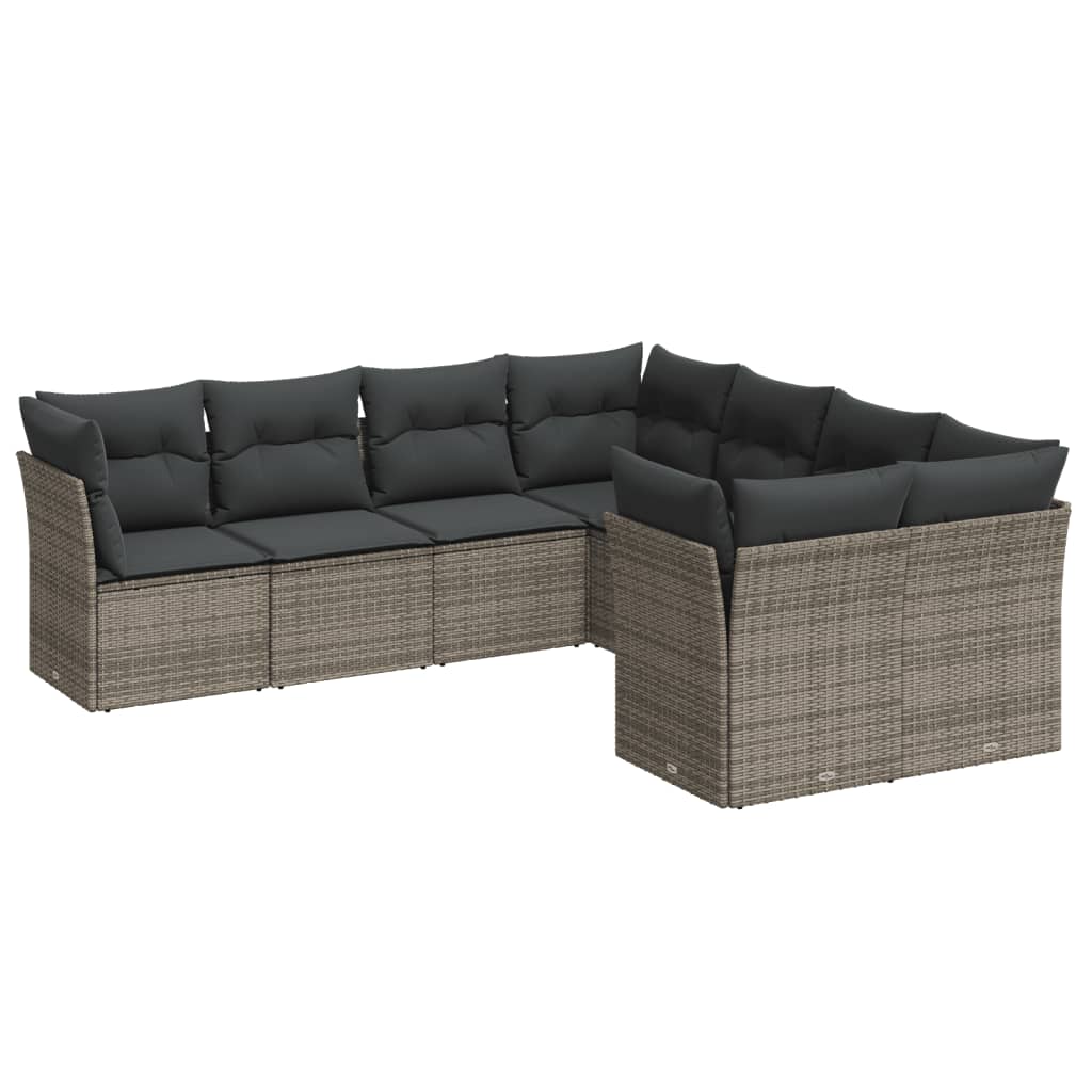 sofasæt til haven 8 dele med hynder polyrattan grå