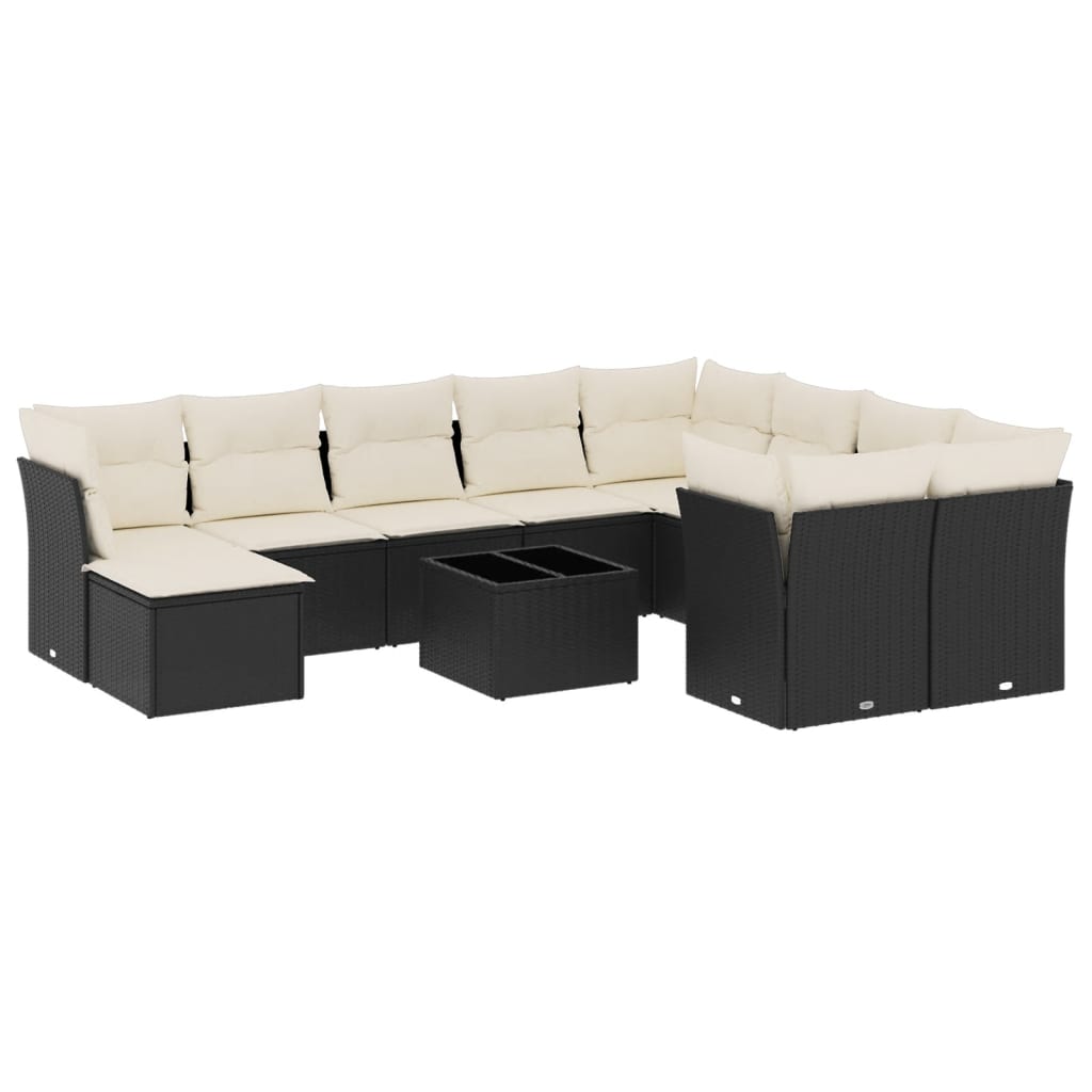 sofasæt til haven 11 dele med hynder polyrattan sort