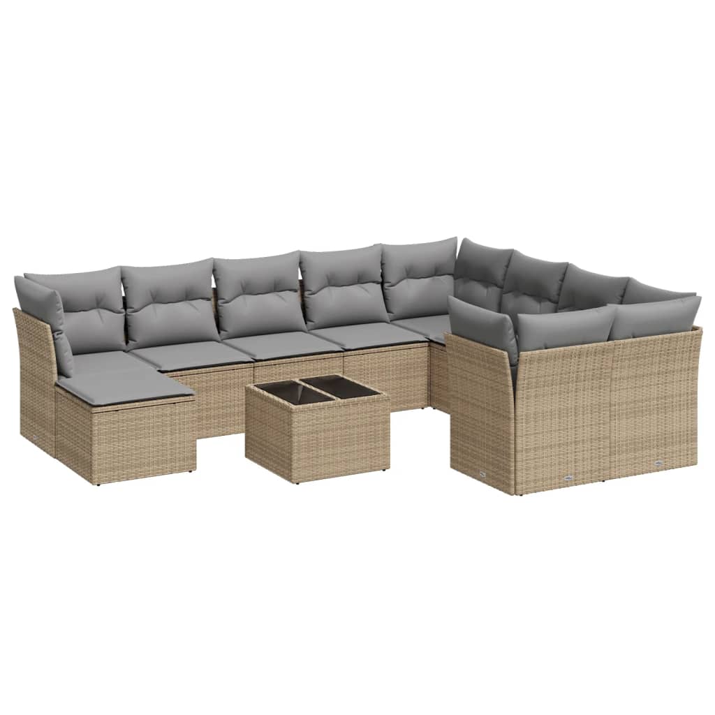 sofasæt til haven 11 dele med hynder polyrattan beige